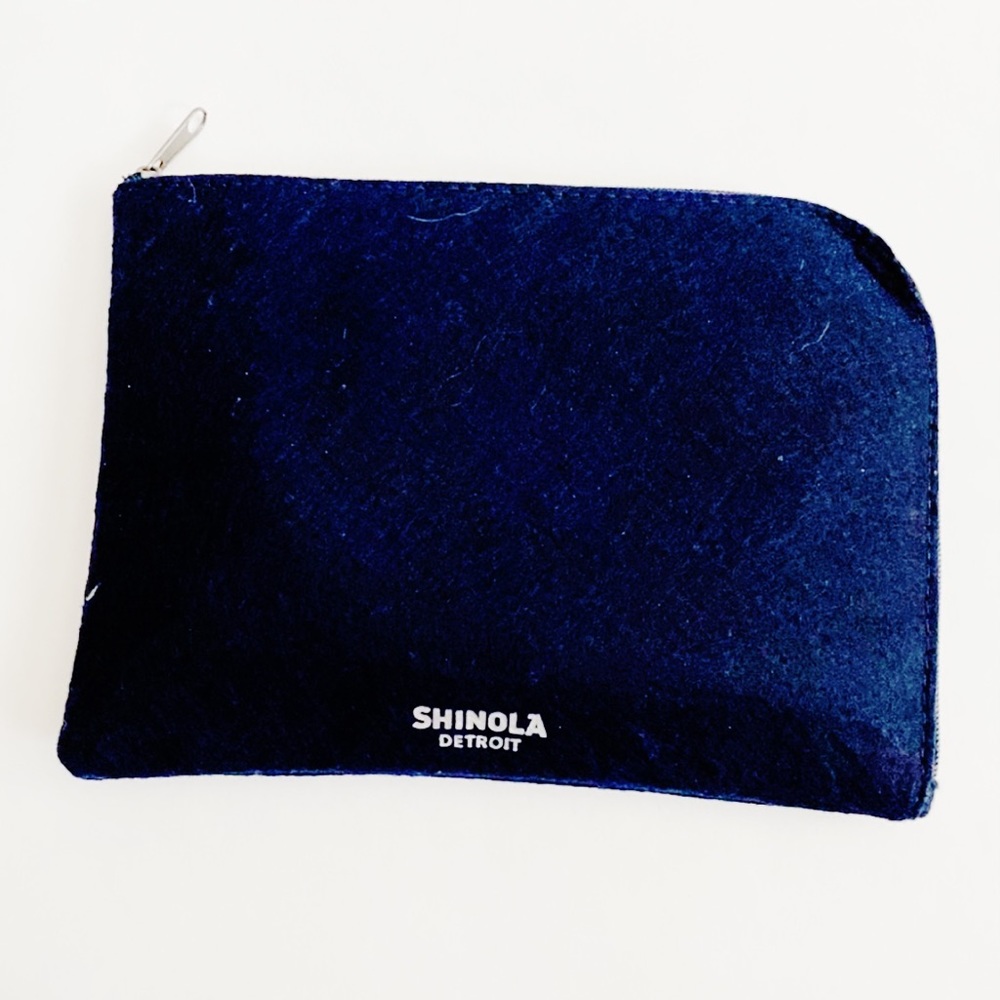Shinola Detroit Dark Blue Felt Cosmetic Travel Bag